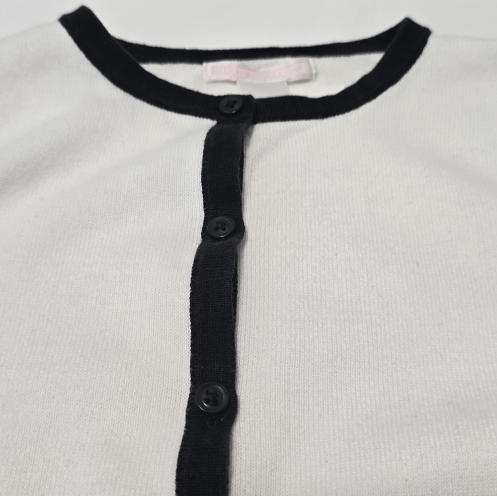 Janie and Jack Cotton White Cardigan with Black Bow Accents - Picture 4 of 11